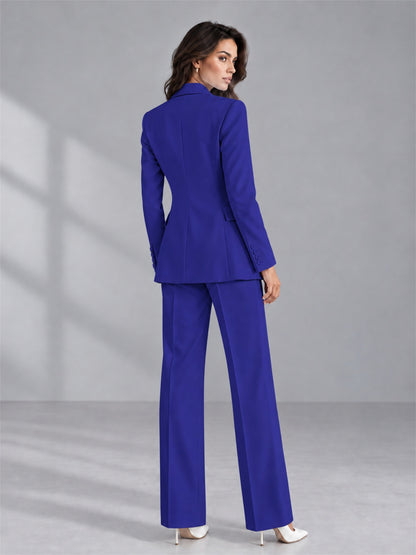 Royal Blue 2 Pieces Tailored Fit Double Breasted Women's Suits