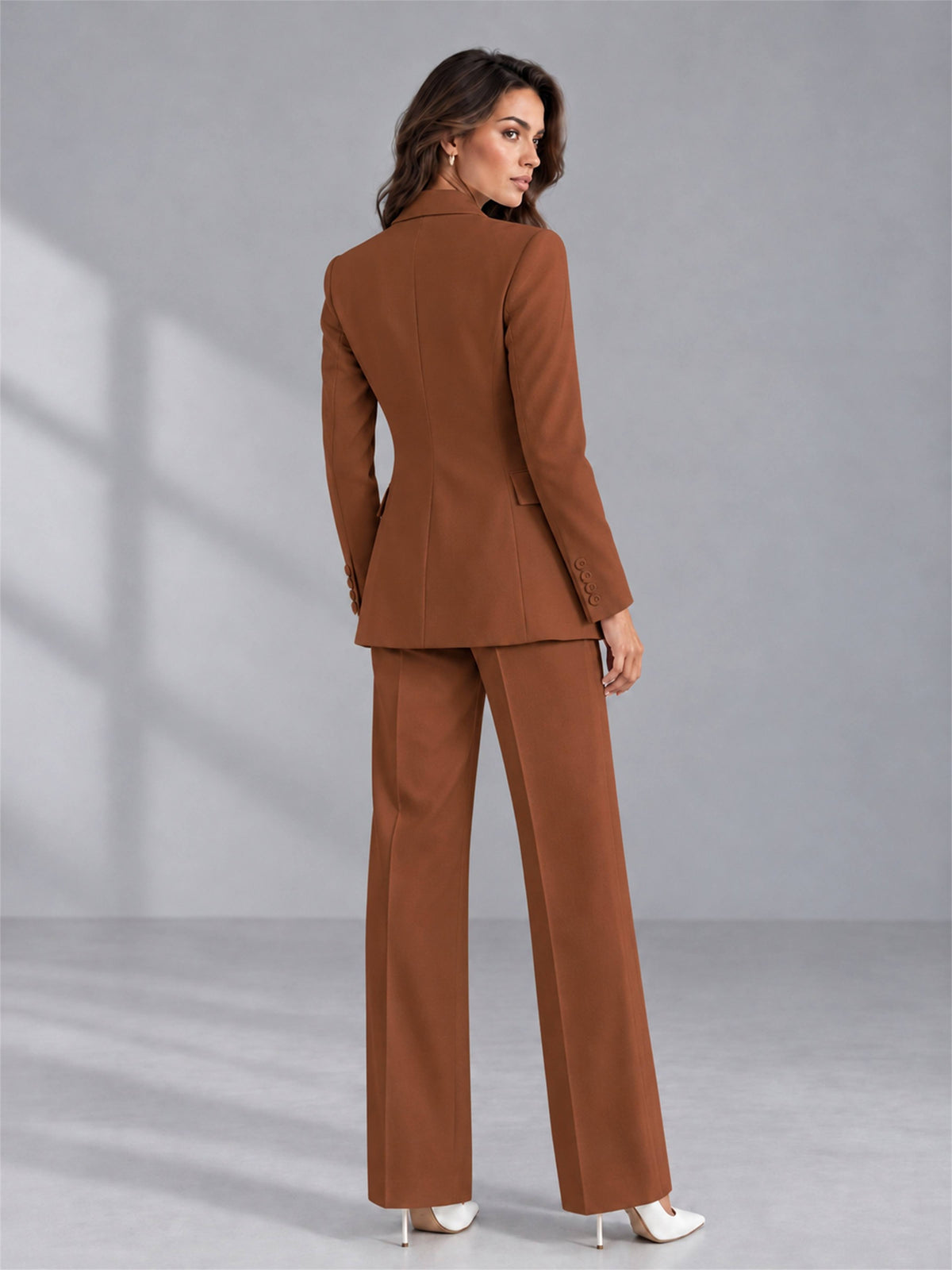 Rust 2 Pieces Tailored Fit Double Breasted Women's Suits