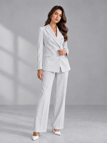 White 2 Pieces Tailored Fit Double Breasted Women's Suits