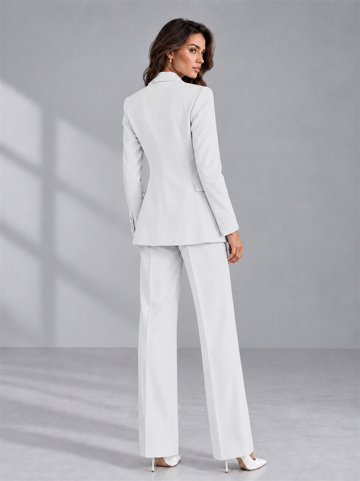 White 2 Pieces Tailored Fit Double Breasted Women's Suits