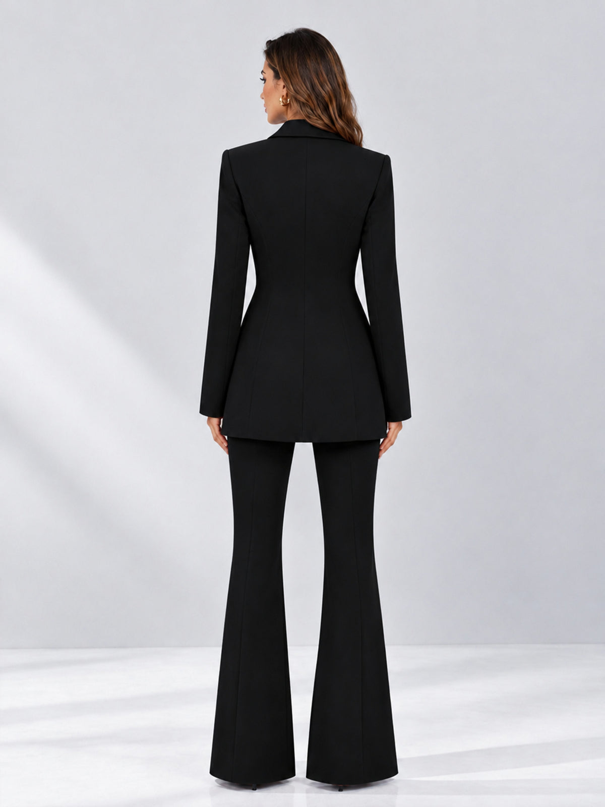 Black 2 Pieces Tailored Fit Notch Lapel Double Breasted Women's Suits