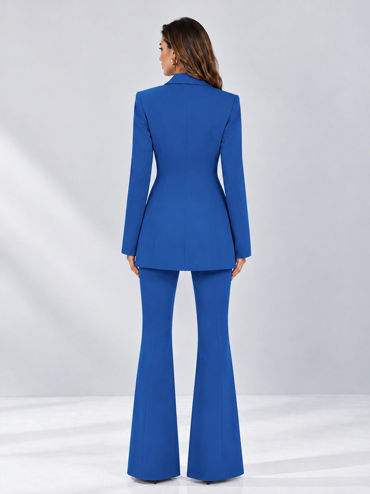 Blue 2 Pieces Tailored Fit Notch Lapel Double Breasted Women's Suits