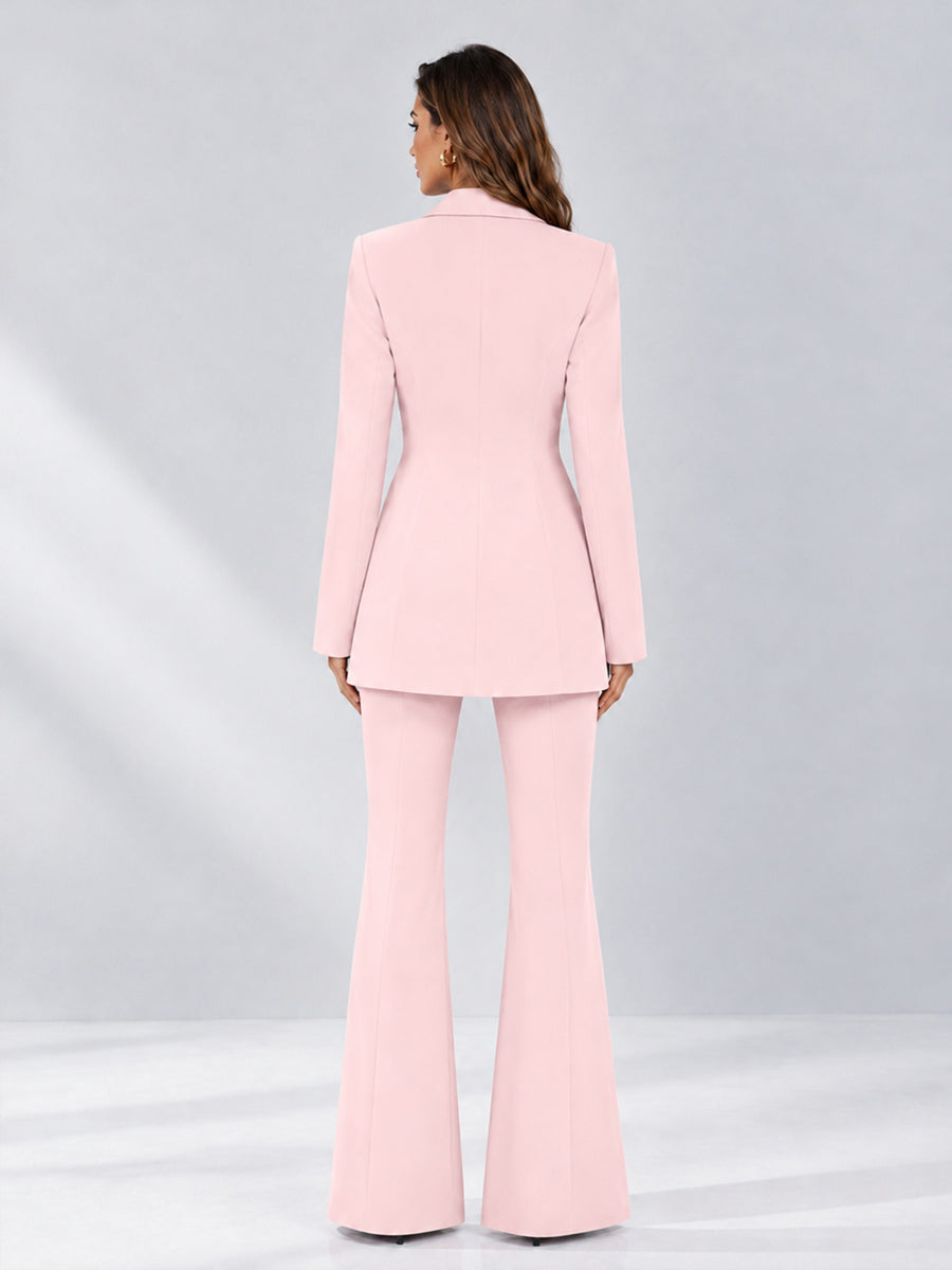 Blush Pink 2 Pieces Tailored Fit Notch Lapel Double Breasted Women's Suits