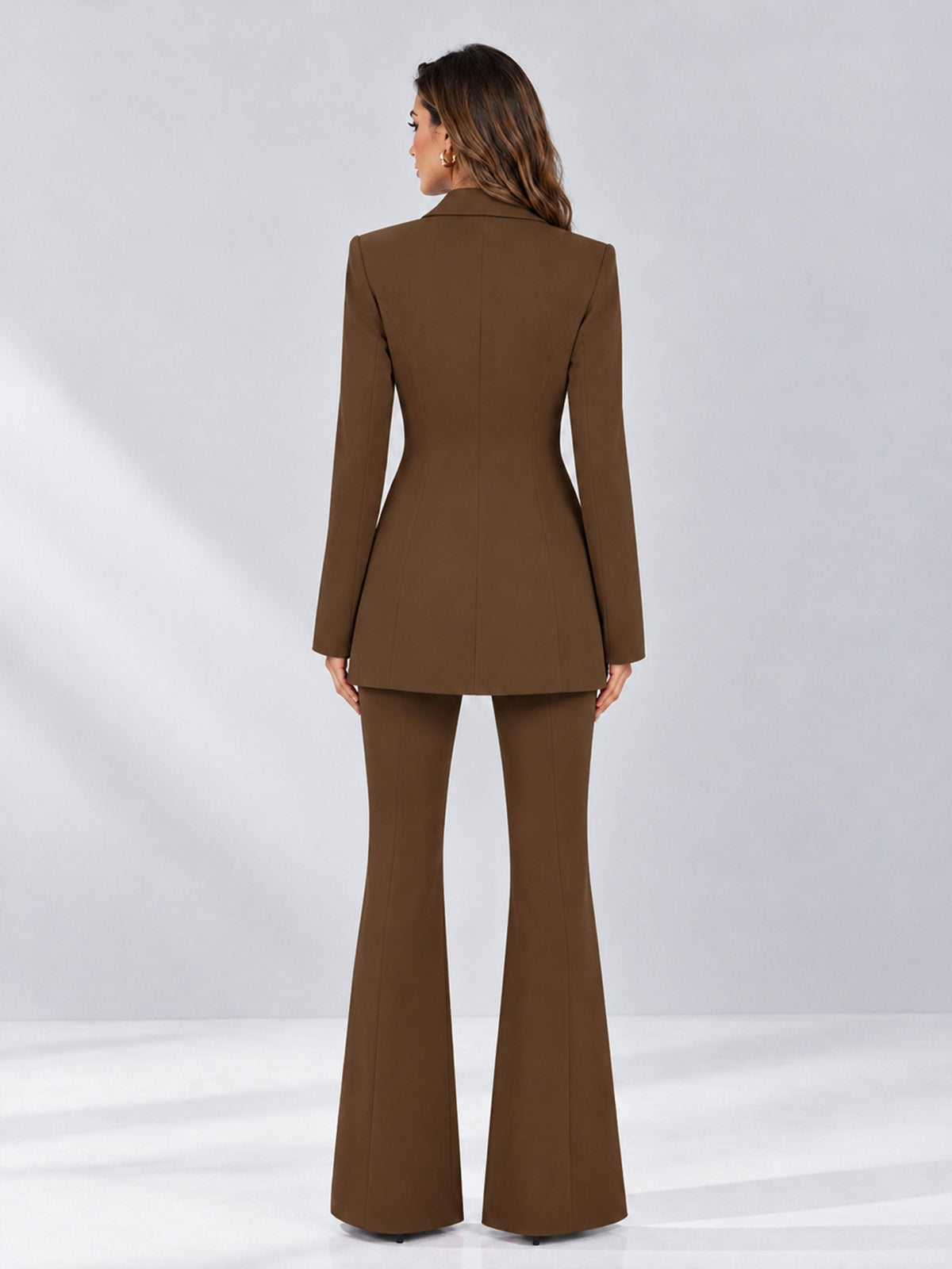 Brown 2 Pieces Tailored Fit Notch Lapel Double Breasted Women's Suits