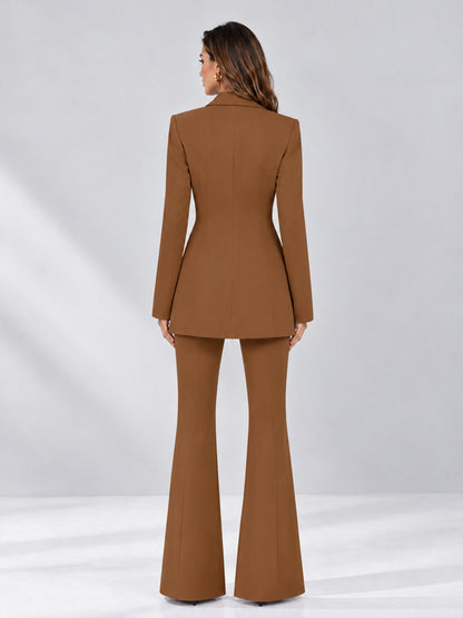 Burnt Orange 2 Pieces Tailored Fit Notch Lapel Double Breasted Women's Suits