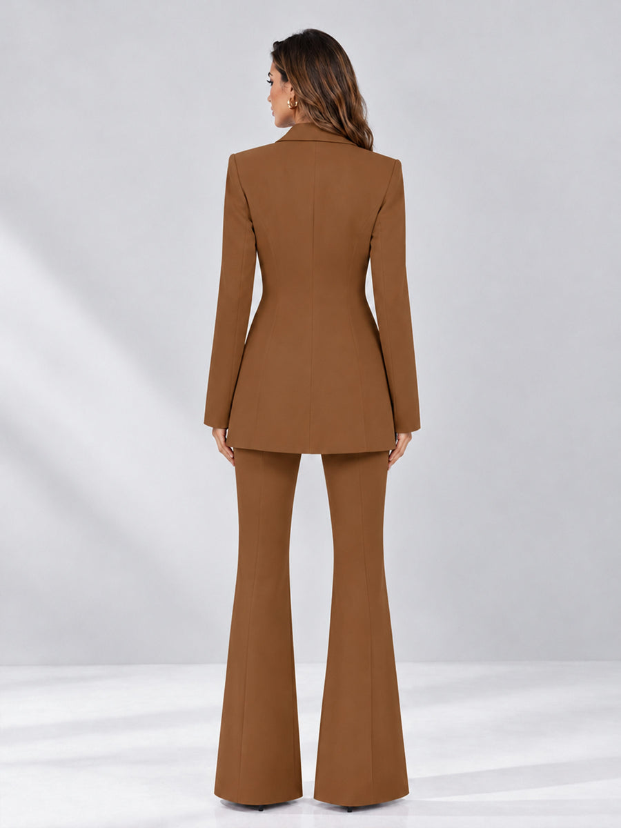 Burnt Orange 2 Pieces Tailored Fit Notch Lapel Double Breasted Women's Suits
