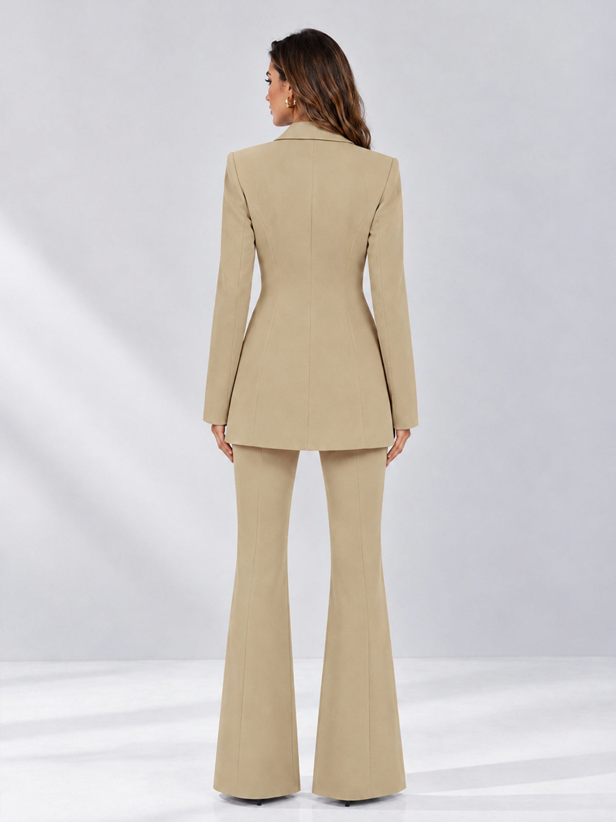 Champagne 2 Pieces Tailored Fit Notch Lapel Double Breasted Women's Suits