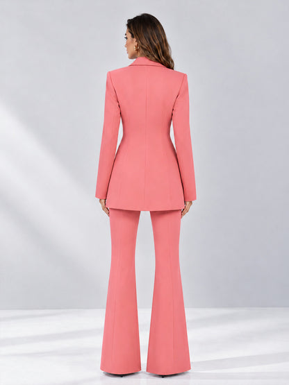 Coral 2 Pieces Tailored Fit Notch Lapel Double Breasted Women's Suits