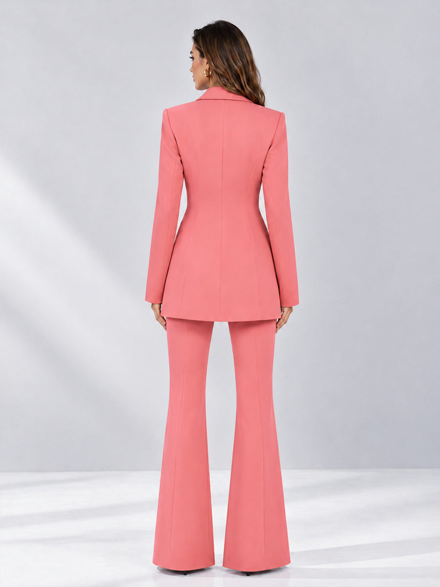 Coral 2 Pieces Tailored Fit Notch Lapel Double Breasted Women's Suits