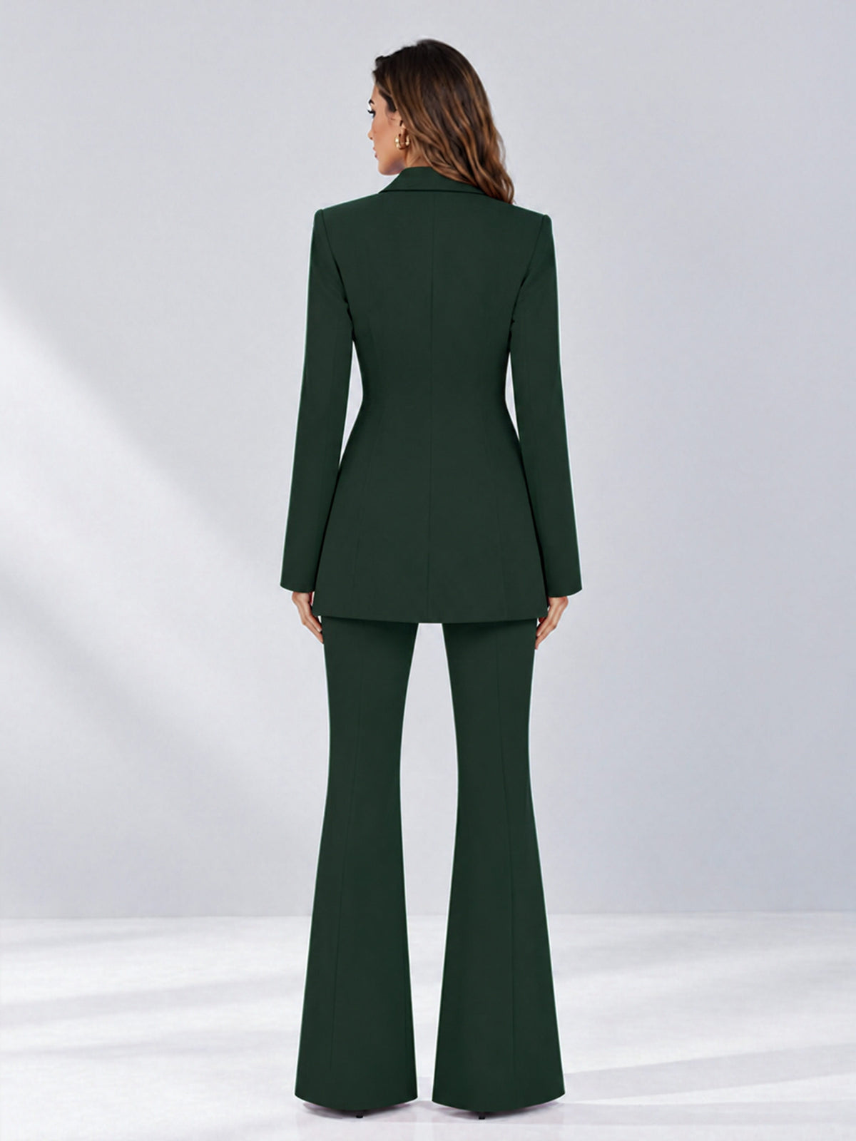 Dark Green 2 Pieces Tailored Fit Notch Lapel Double Breasted Women's Suits