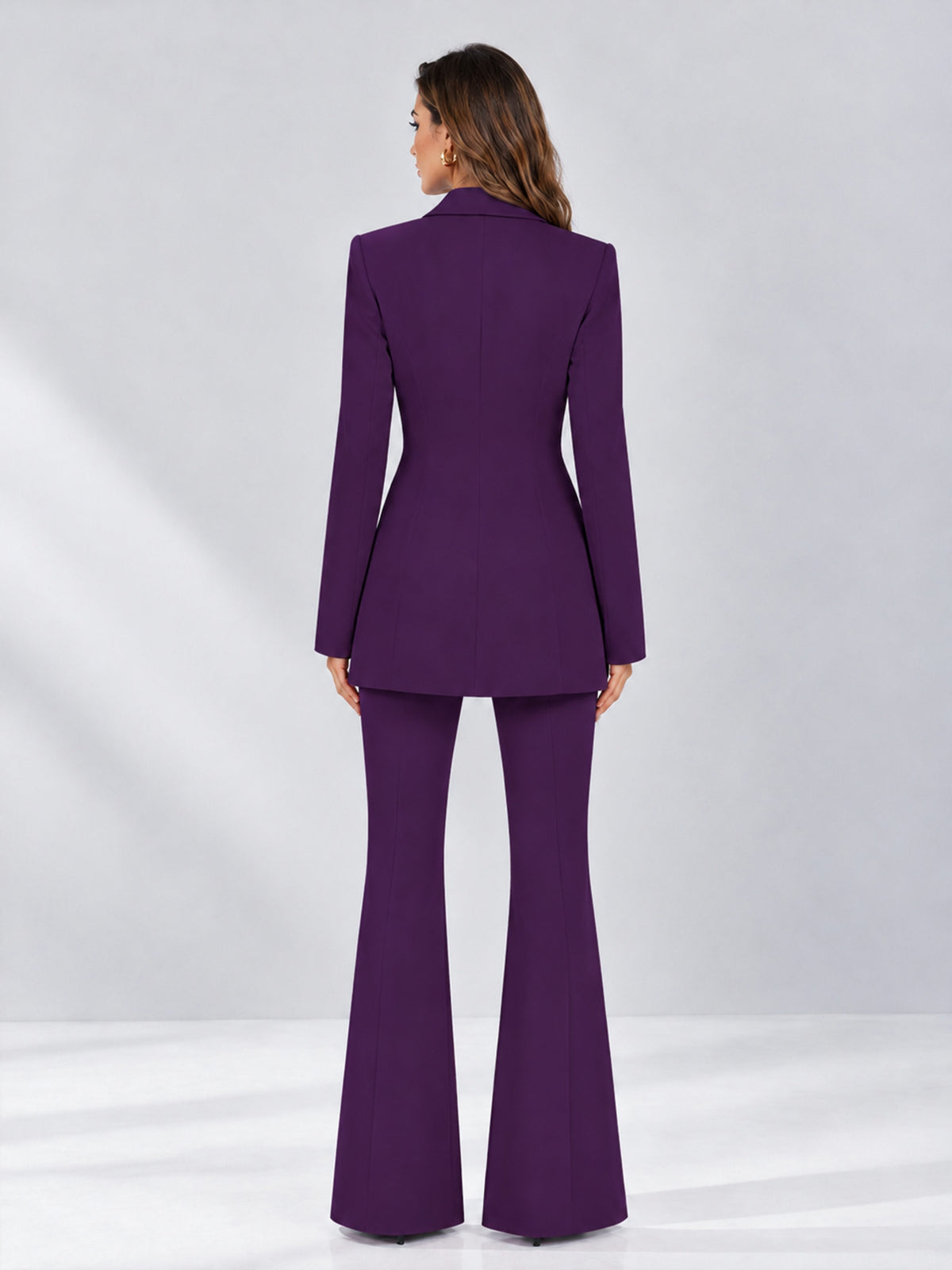 Dark Purple 2 Pieces Tailored Fit Notch Lapel Double Breasted Women's Suits
