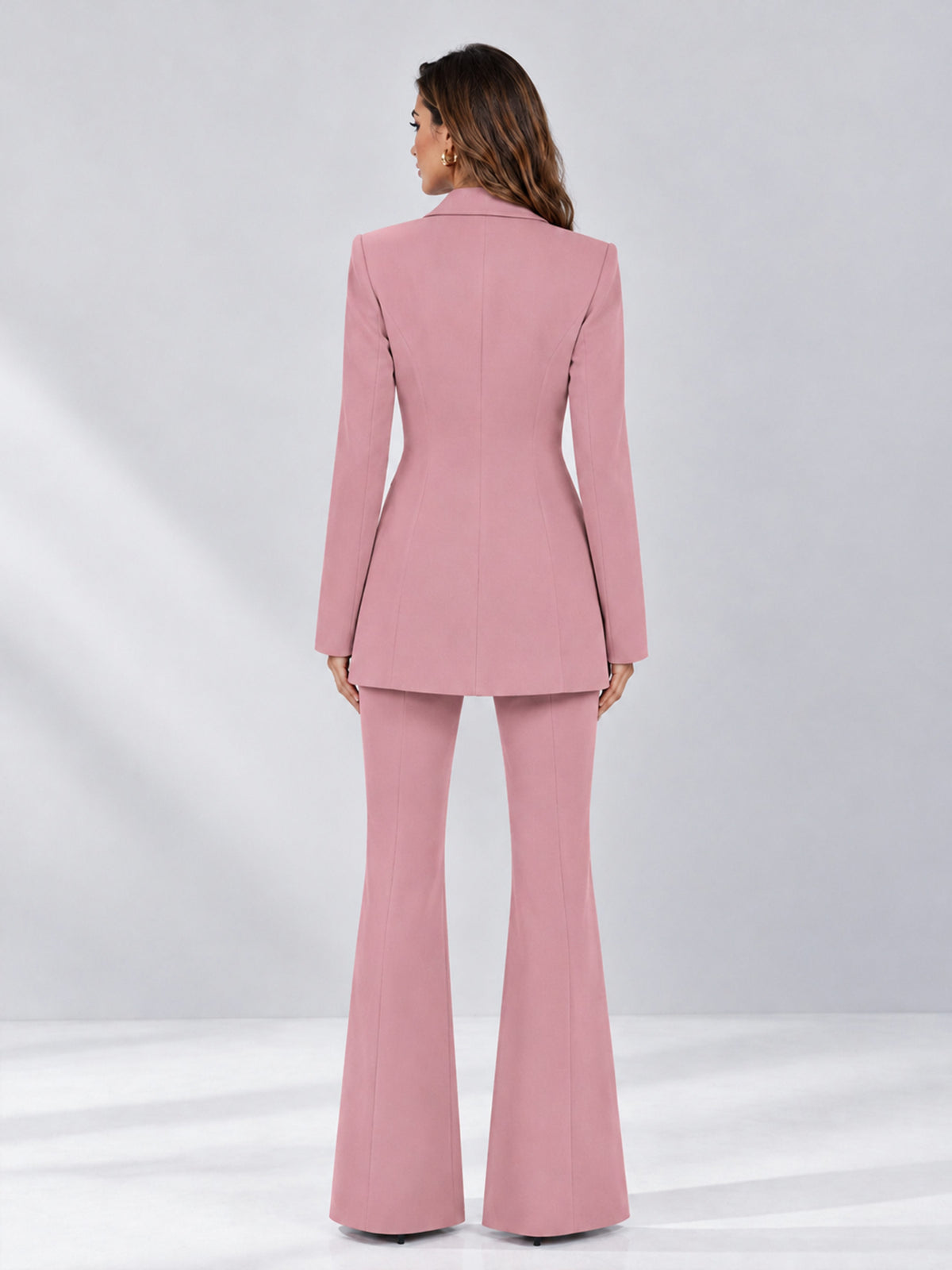 Dusty Rose 2 Pieces Tailored Fit Notch Lapel Double Breasted Women's Suits