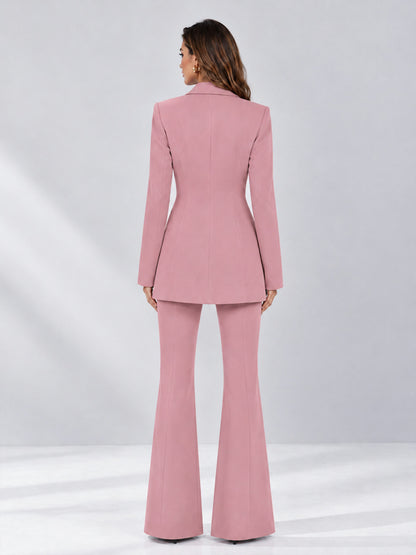 Dusty Rose 2 Pieces Tailored Fit Notch Lapel Double Breasted Women's Suits