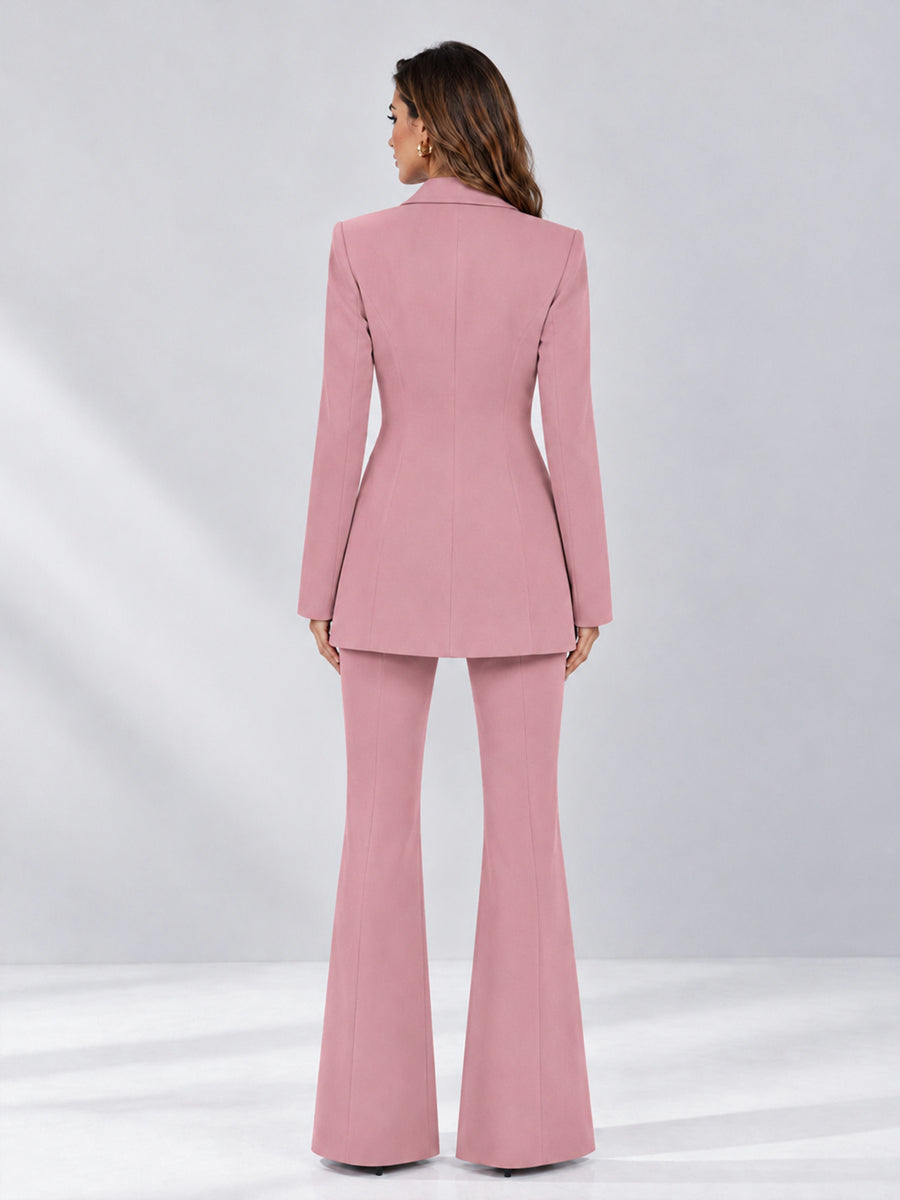 Dusty Rose 2 Pieces Tailored Fit Notch Lapel Double Breasted Women's Suits