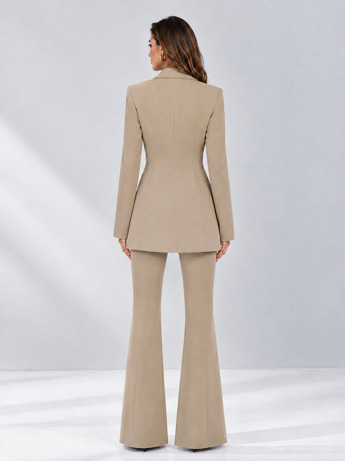 Khaki 2 Pieces Tailored Fit Notch Lapel Double Breasted Women's Suits
