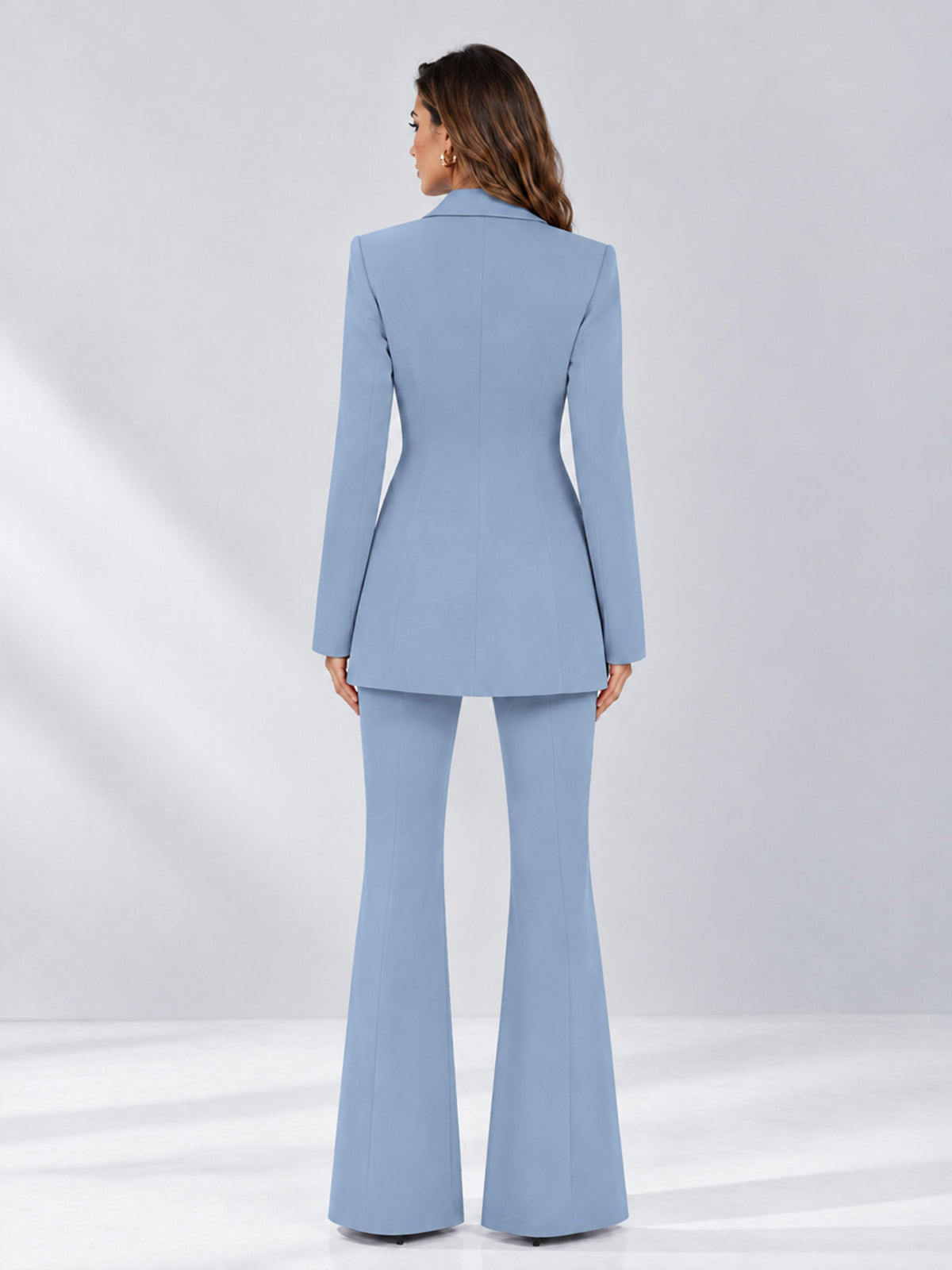 Light Blue 2 Pieces Tailored Fit Notch Lapel Double Breasted Women's Suits
