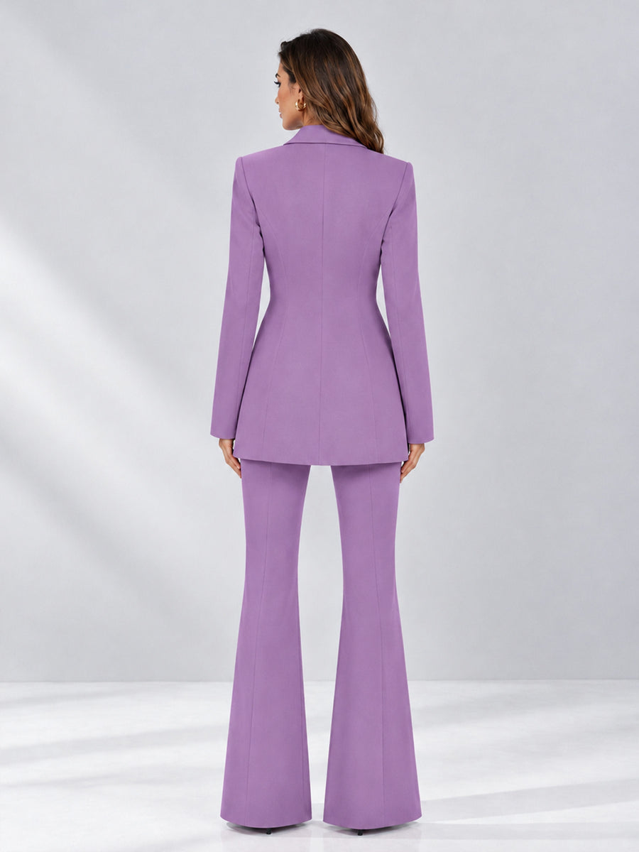 Lilac 2 Pieces Tailored Fit Notch Lapel Double Breasted Women's Suits