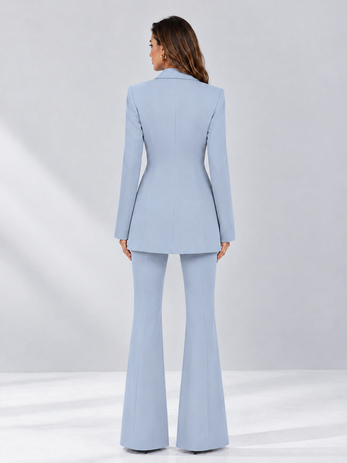 Powder Blue 2 Pieces Tailored Fit Notch Lapel Double Breasted Women's Suits