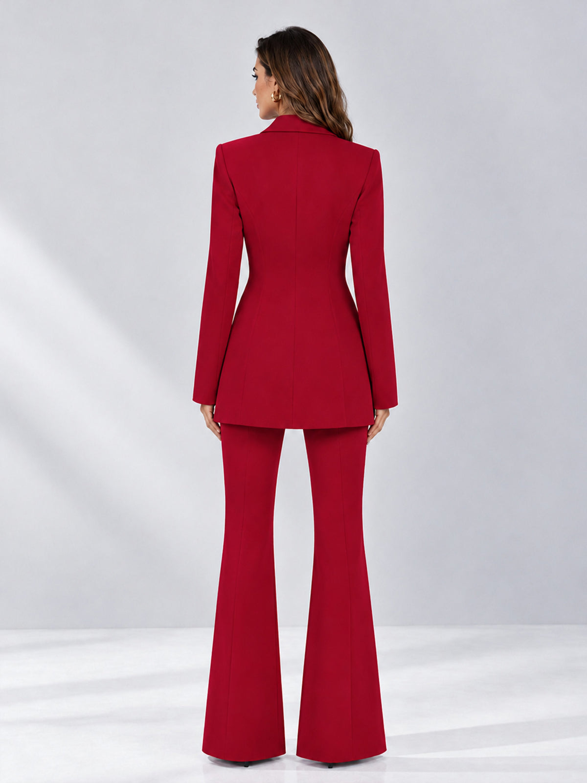 Red 2 Pieces Tailored Fit Notch Lapel Double Breasted Women's Suits