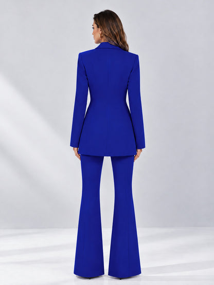 Royal Blue 2 Pieces Tailored Fit Notch Lapel Double Breasted Women's Suits