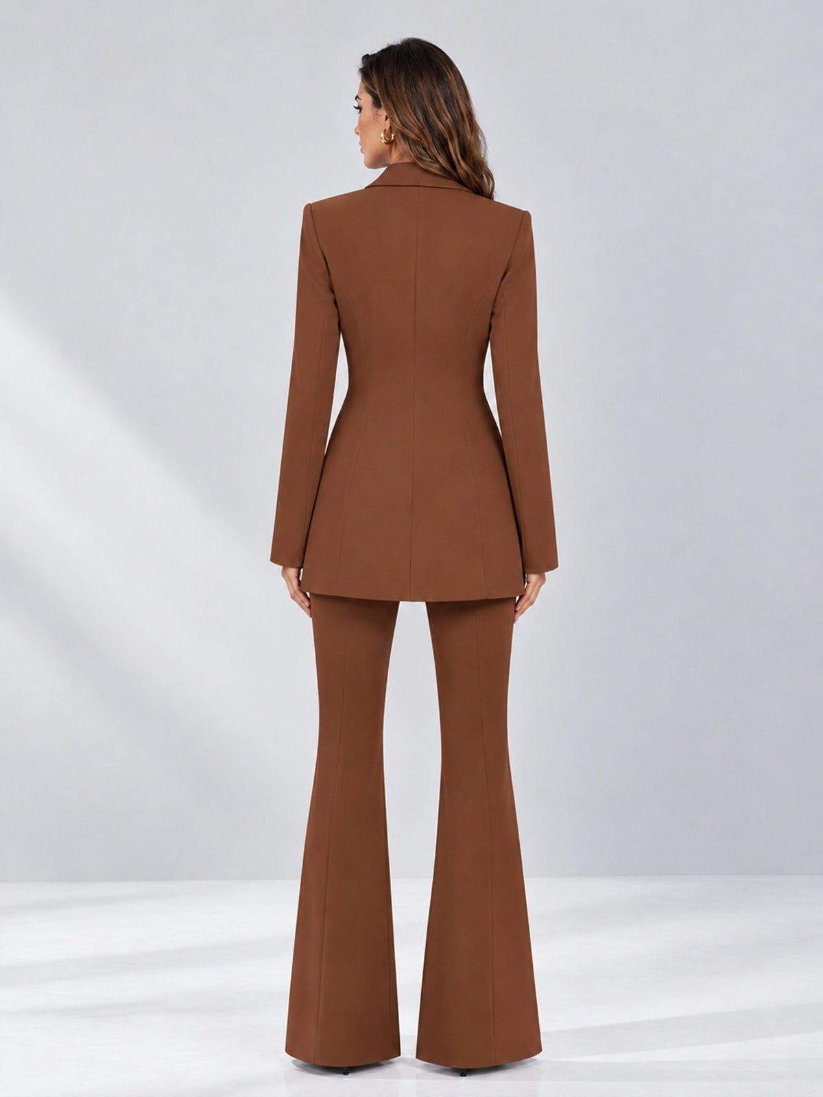 Rust 2 Pieces Tailored Fit Notch Lapel Double Breasted Women's Suits