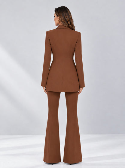 Rust 2 Pieces Tailored Fit Notch Lapel Double Breasted Women's Suits