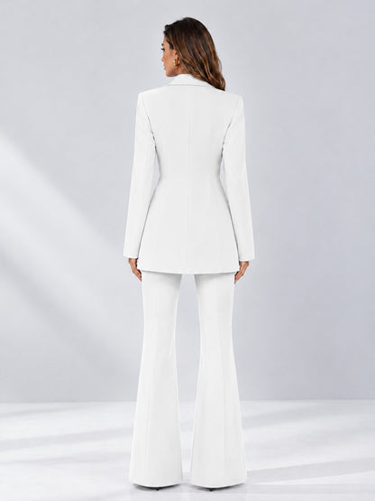 White 2 Pieces Tailored Fit Notch Lapel Double Breasted Women's Suits