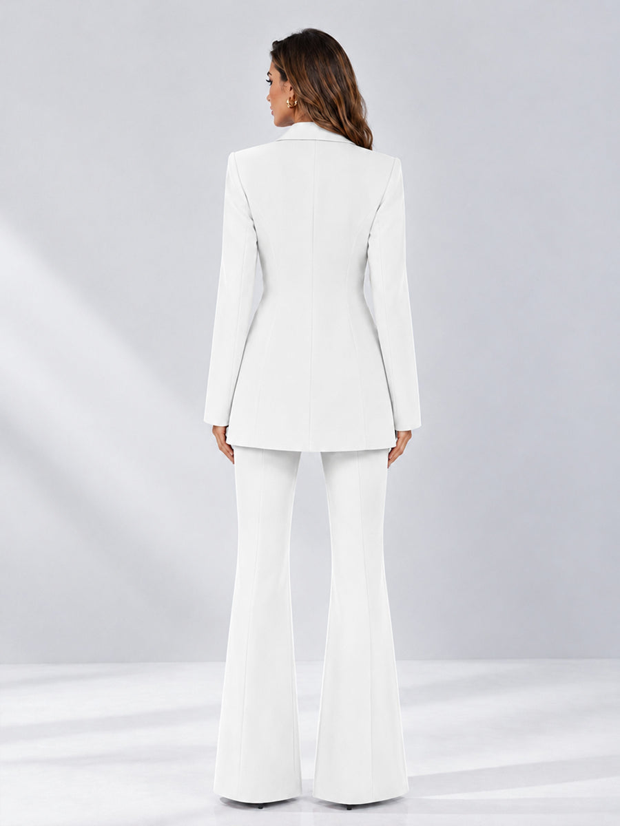 White 2 Pieces Tailored Fit Notch Lapel Double Breasted Women's Suits