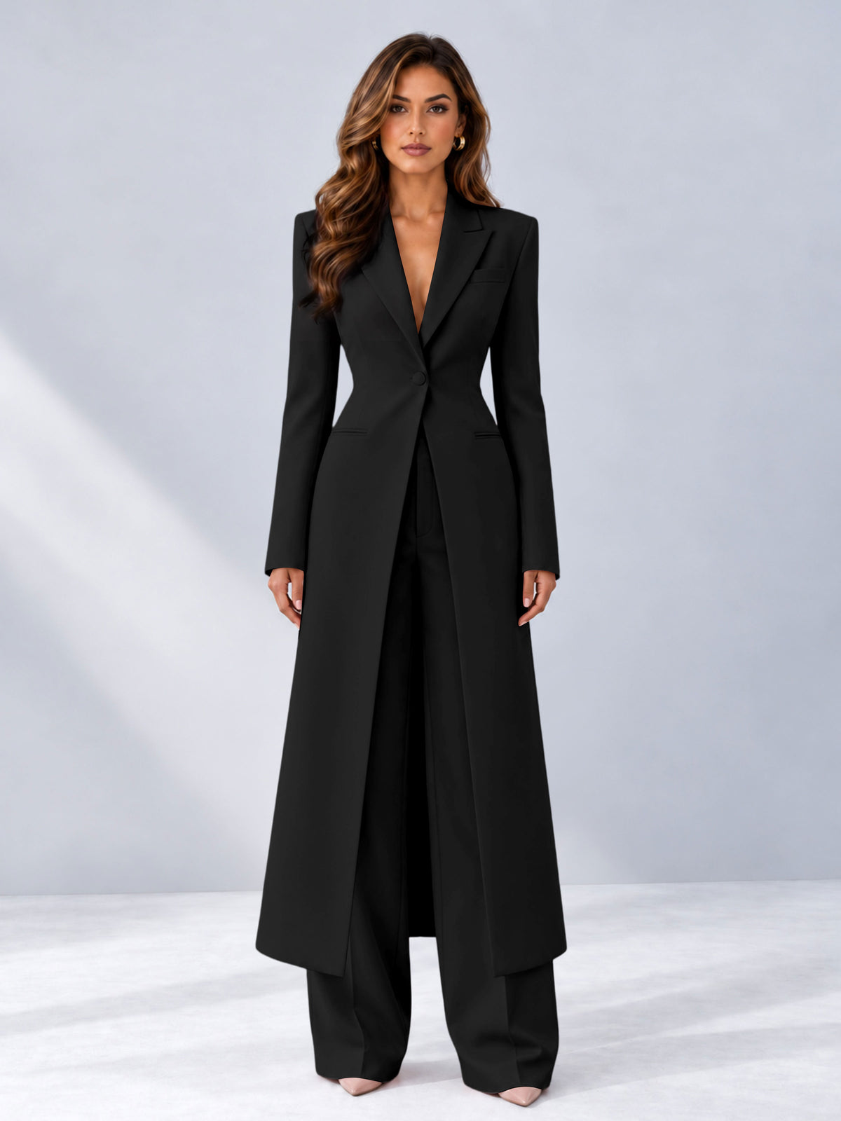 Black 2 Pieces Tailored Fit Notch Lapel One Button Women's Suits