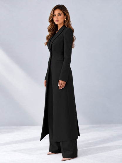 Black 2 Pieces Tailored Fit Notch Lapel One Button Women's Suits