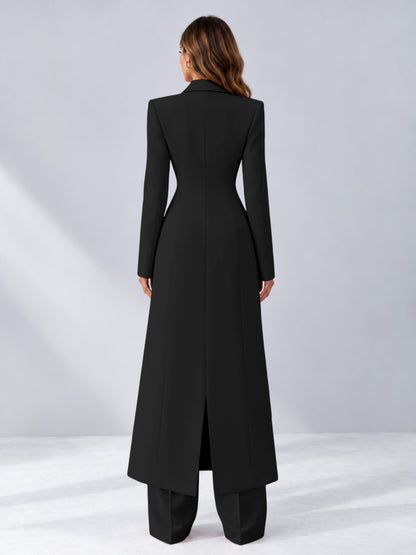 Black 2 Pieces Tailored Fit Notch Lapel One Button Women's Suits