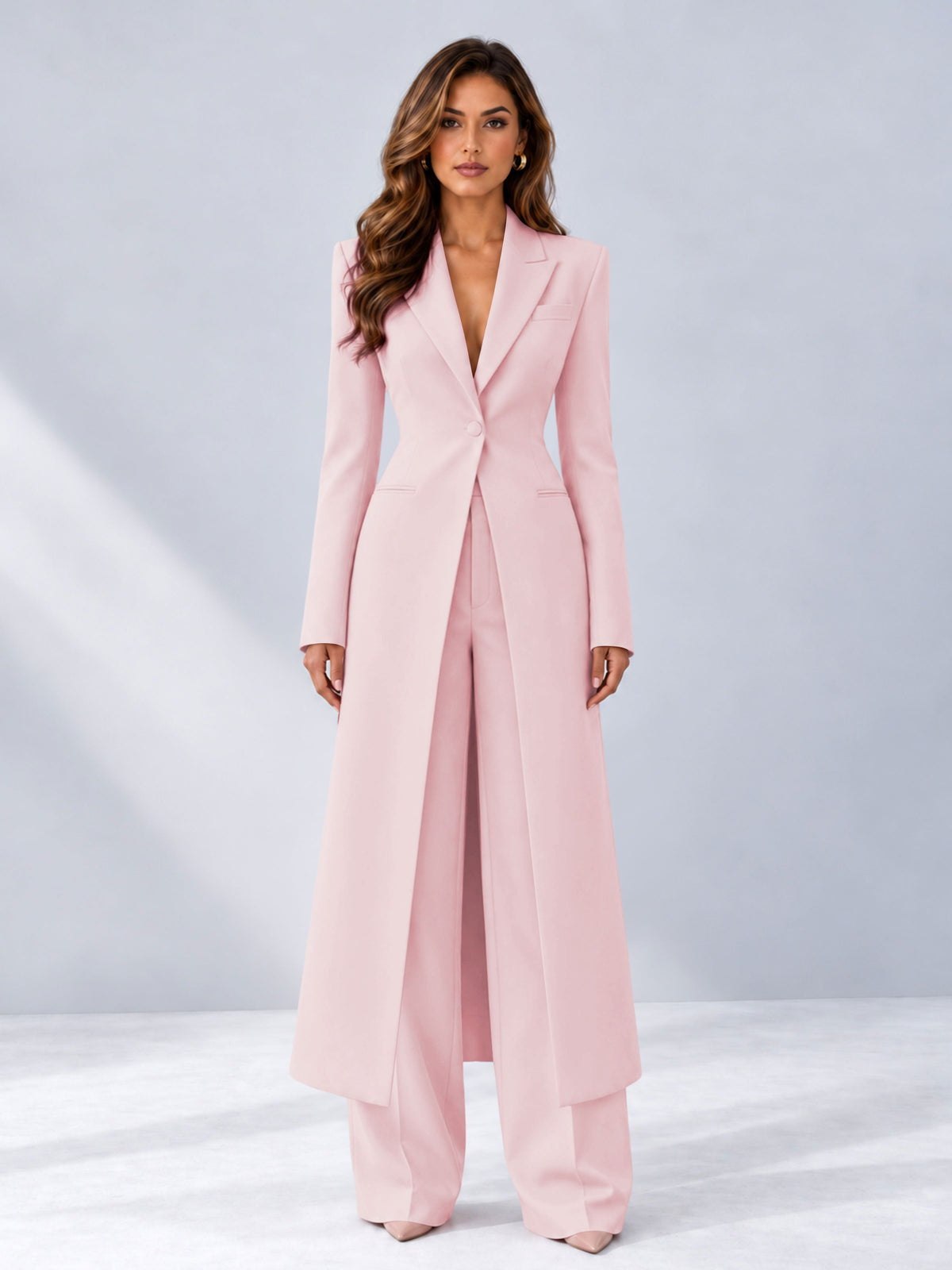 Blush Pink 2 Pieces Tailored Fit Notch Lapel One Button Women's Suits