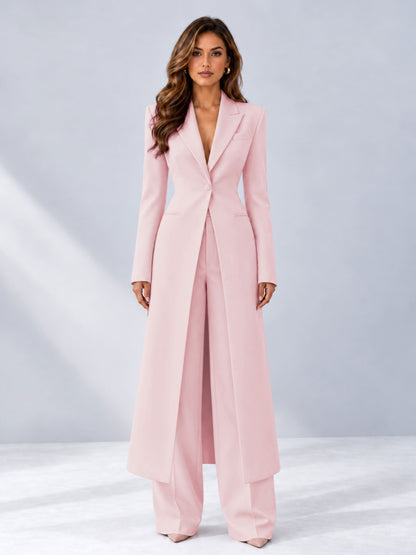 Blush Pink 2 Pieces Tailored Fit Notch Lapel One Button Women's Suits