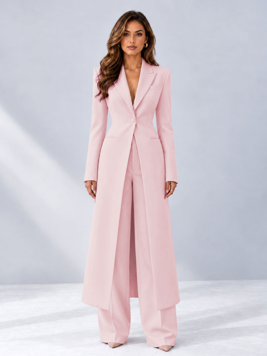 Blush Pink 2 Pieces Tailored Fit Notch Lapel One Button Women's Suits