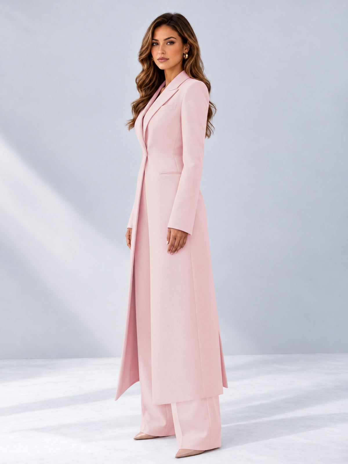 Blush Pink 2 Pieces Tailored Fit Notch Lapel One Button Women's Suits