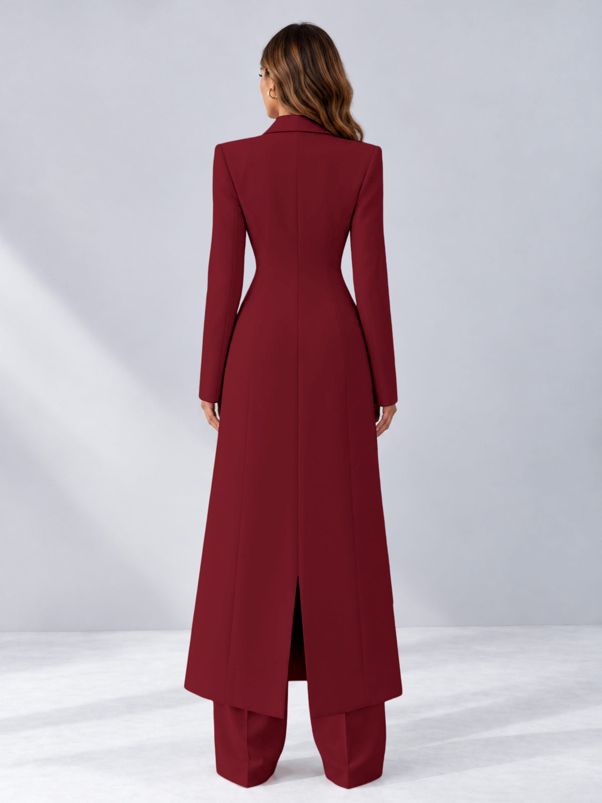 Burgundy 2 Pieces Tailored Fit Notch Lapel One Button Women's Suits