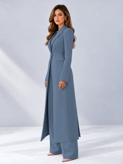 Dusty Blue 2 Pieces Tailored Fit Notch Lapel One Button Women's Suits