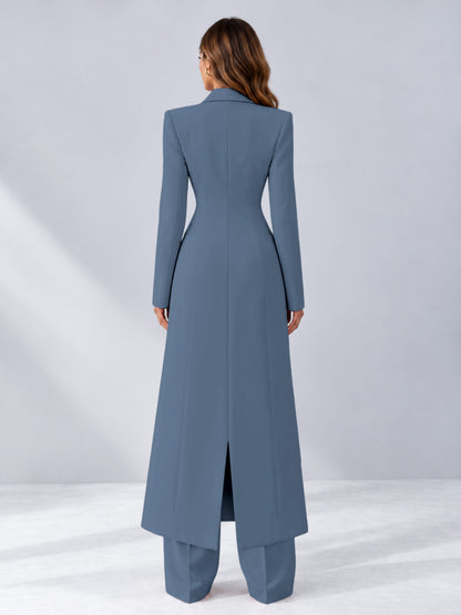 Dusty Blue 2 Pieces Tailored Fit Notch Lapel One Button Women's Suits