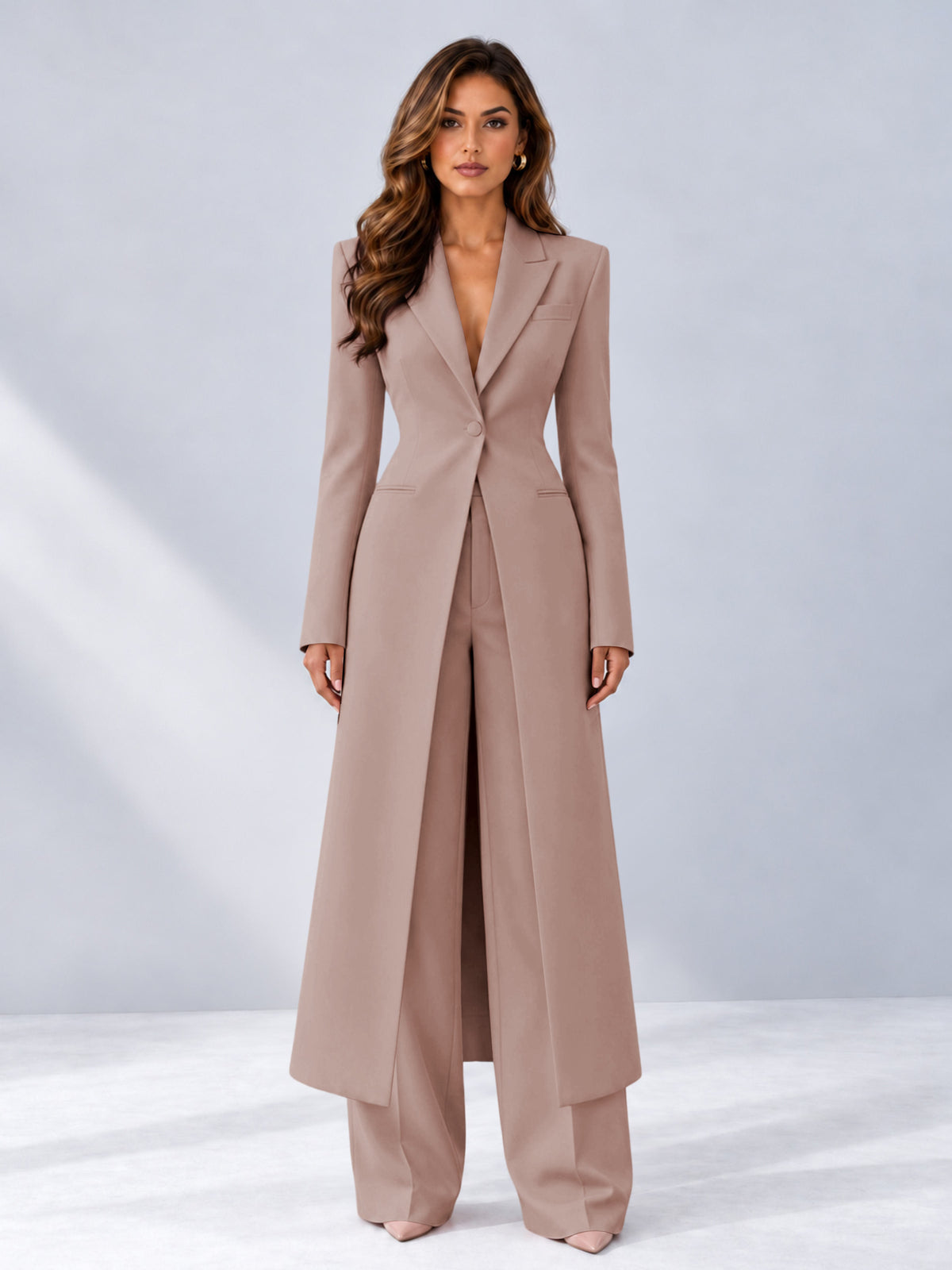 Dusty Rose 2 Pieces Tailored Fit Notch Lapel One Button Women's Suits