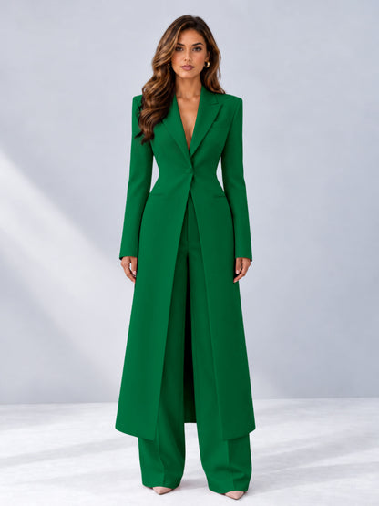 Emerald Green 2 Pieces Tailored Fit Notch Lapel One Button Women's Suits