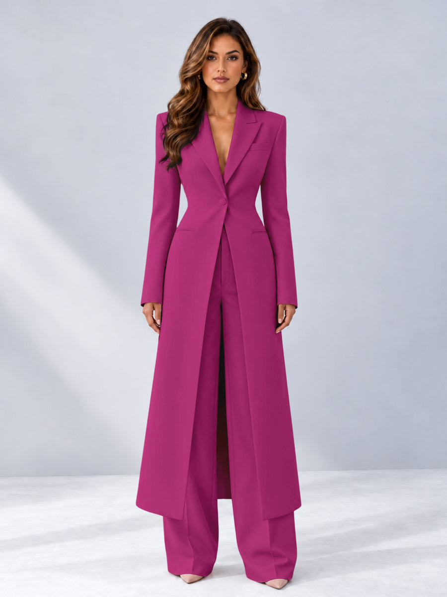 Fuchsia 2 Pieces Tailored Fit Notch Lapel One Button Women's Suits