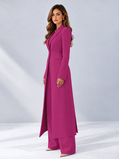Fuchsia 2 Pieces Tailored Fit Notch Lapel One Button Women's Suits