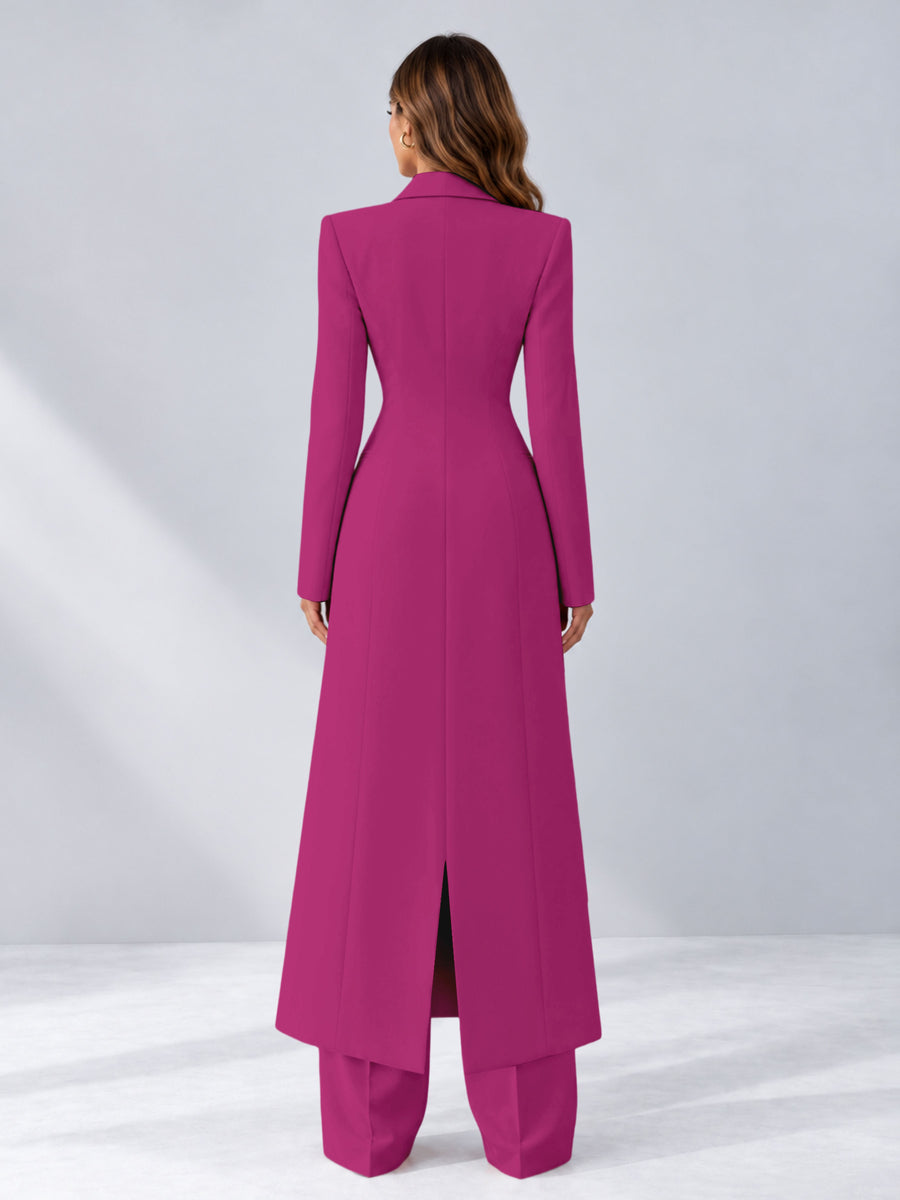 Fuchsia 2 Pieces Tailored Fit Notch Lapel One Button Women's Suits