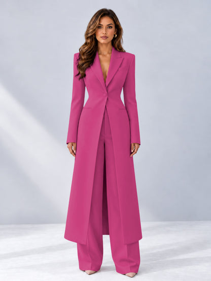 Hot Pink 2 Pieces Tailored Fit Notch Lapel One Button Women's Suits