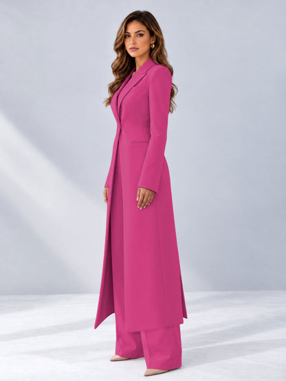 Hot Pink 2 Pieces Tailored Fit Notch Lapel One Button Women's Suits