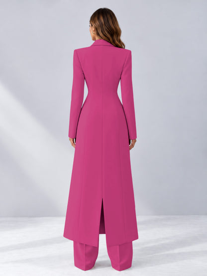 Hot Pink 2 Pieces Tailored Fit Notch Lapel One Button Women's Suits