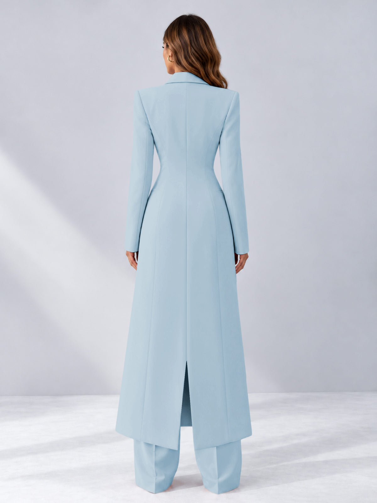 Light Blue 2 Pieces Tailored Fit Notch Lapel One Button Women's Suits
