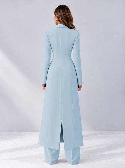 Light Blue 2 Pieces Tailored Fit Notch Lapel One Button Women's Suits