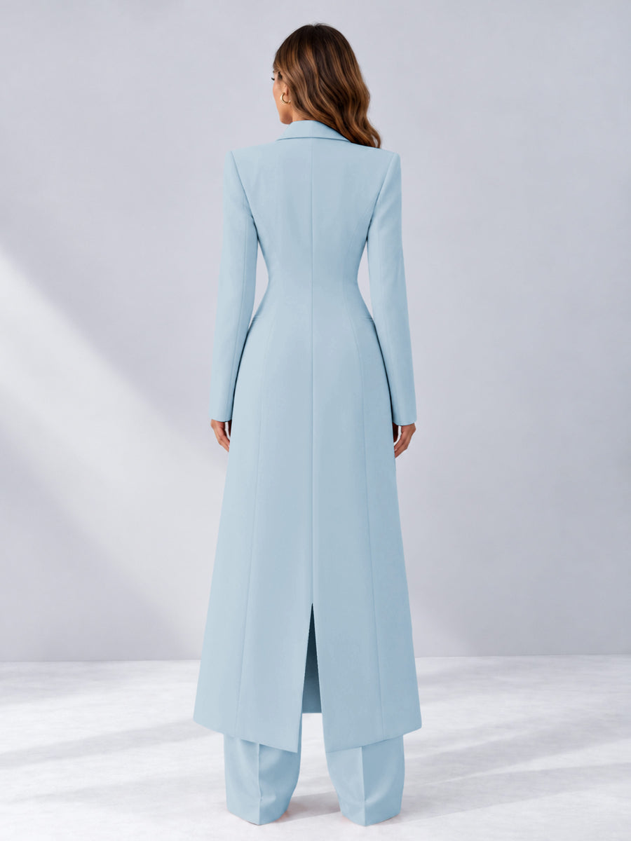 Light Blue 2 Pieces Tailored Fit Notch Lapel One Button Women's Suits