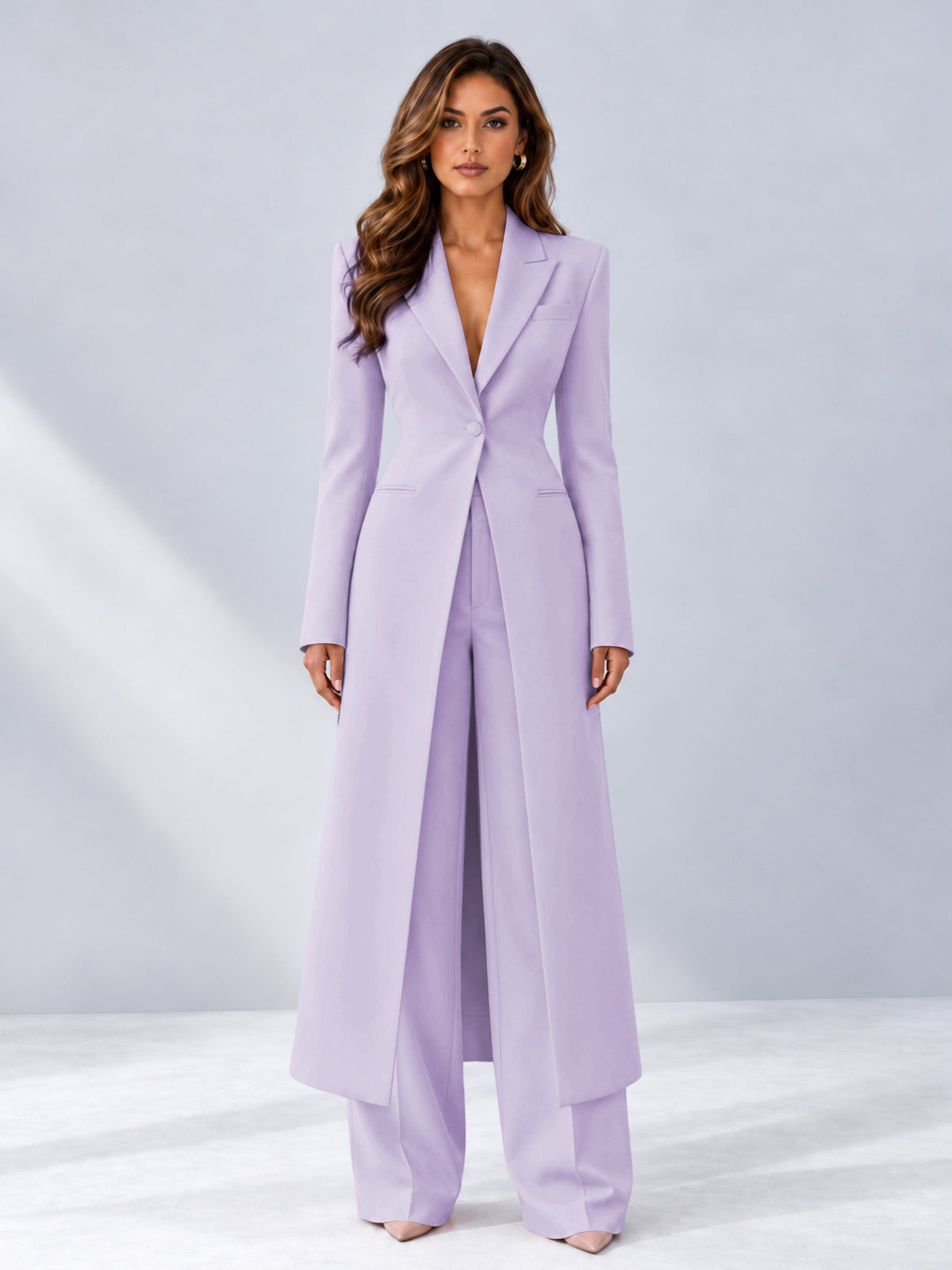 Lilac 2 Pieces Tailored Fit Notch Lapel One Button Women's Suits